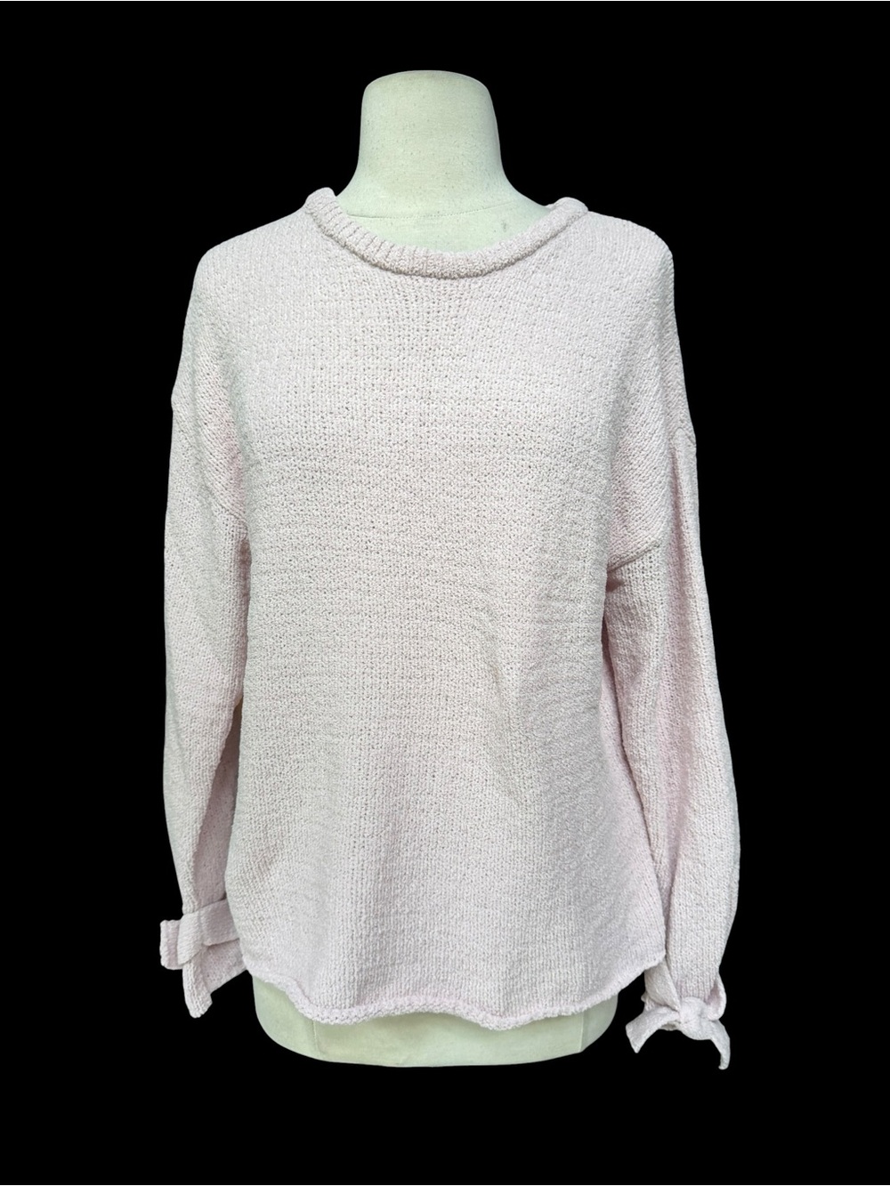 NWOT Hint of Mint Super Soft Blush Pink Ribbed Tie-Wrist Pullover Sweater